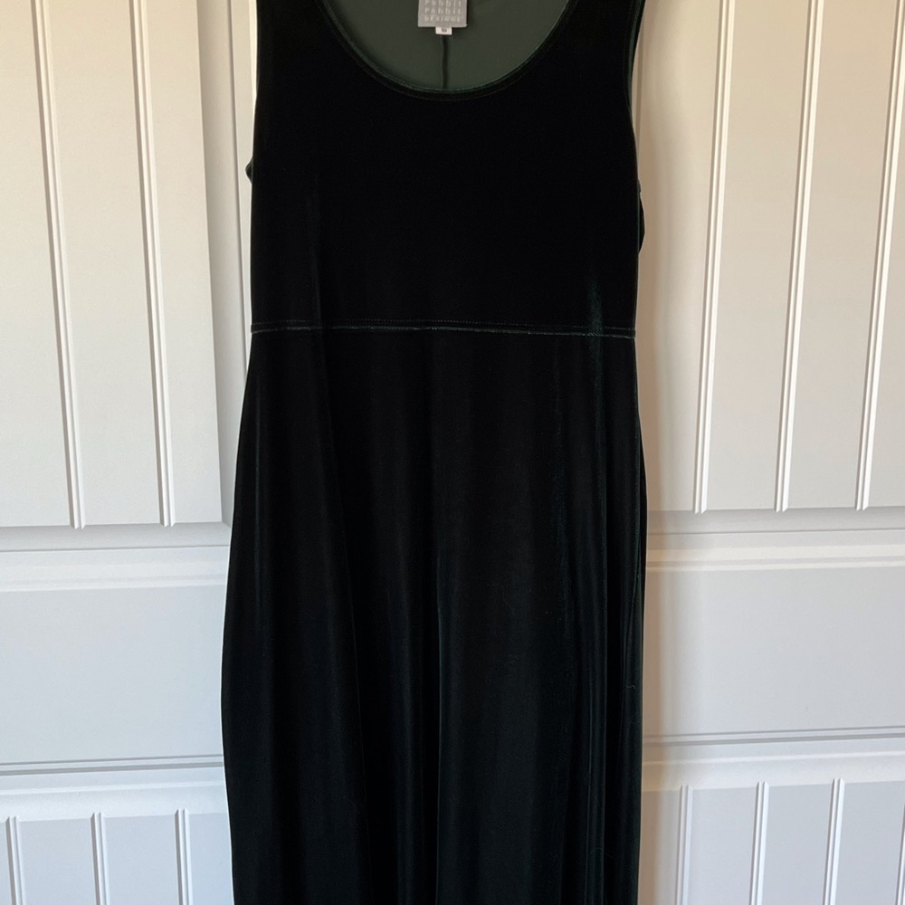Deep Green Polyester Velvet Dress with matching velvet burnout jacket.
